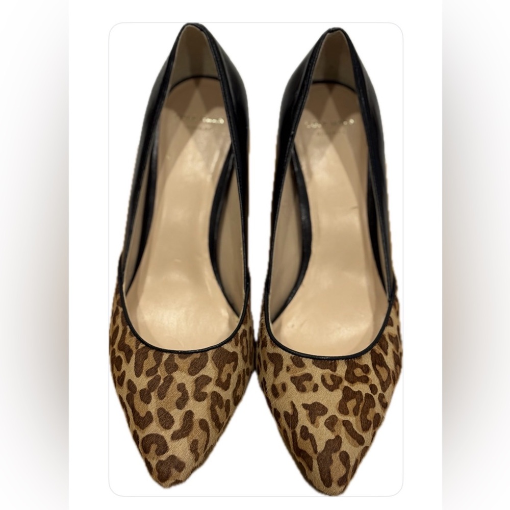 Cole Haan Leather Real Fur Dyed Cow Print Grand OS Closed Toe Pump Heels Shoe 7B